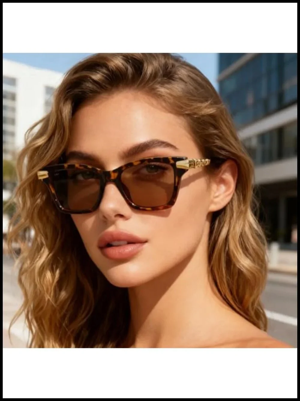 Cat Eye Sunglasses with Serpentine Metal Temples UV400 Protection
